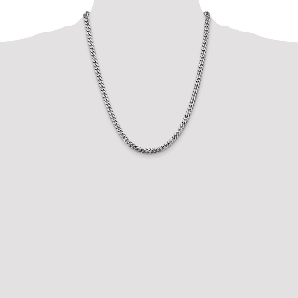 14K White Gold 5mm Solid Miami Cuban Link with Lobster Clasp Chain