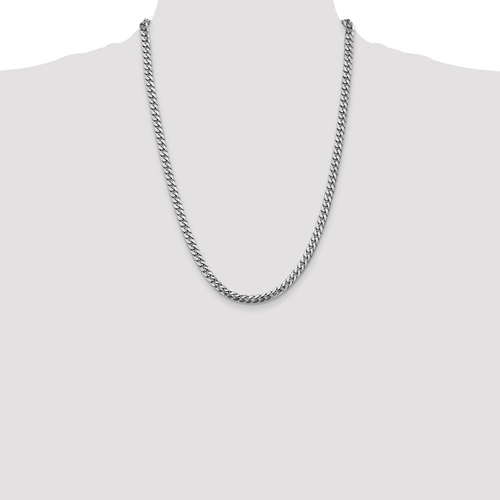 14K White Gold 5mm Solid Miami Cuban Link with Lobster Clasp Chain