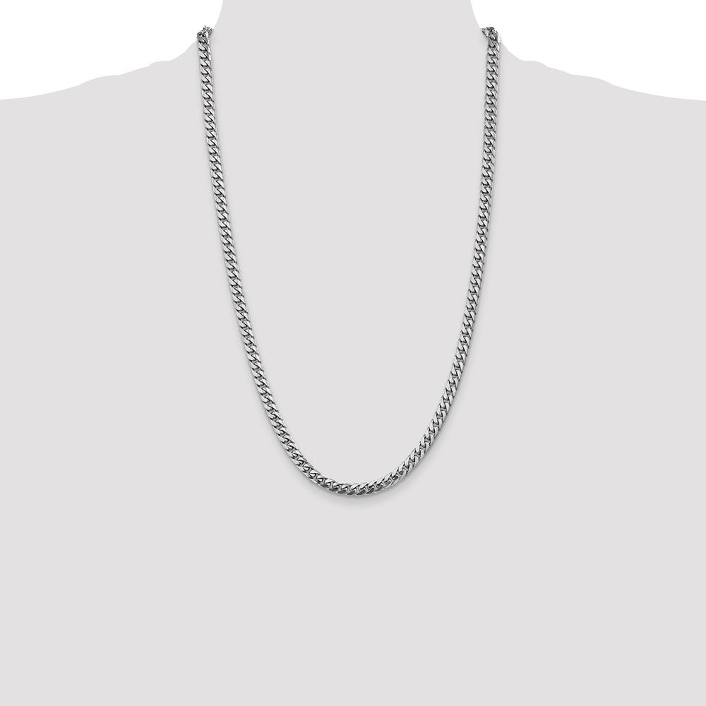 14K White Gold 5mm Solid Miami Cuban Link with Lobster Clasp Chain