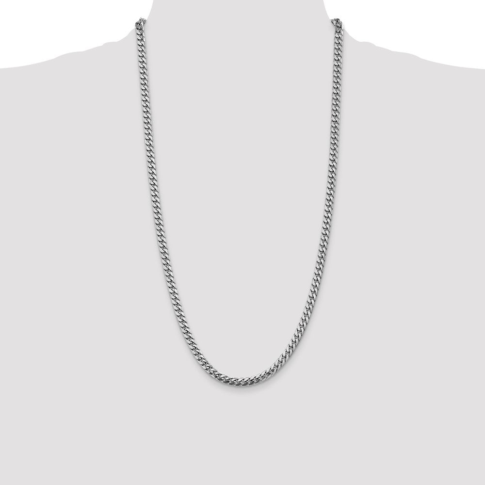 14K White Gold 5mm Solid Miami Cuban Link with Lobster Clasp Chain