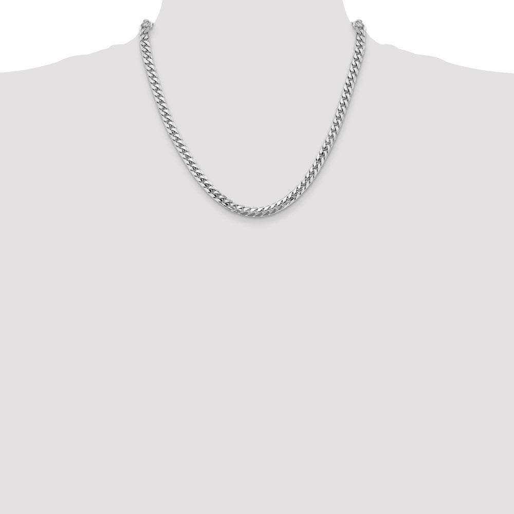 14K White Gold 5.5mm Solid Miami Cuban Link with Lobster Clasp Chain