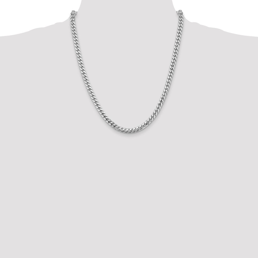 14K White Gold 5.5mm Solid Miami Cuban Link with Lobster Clasp Chain