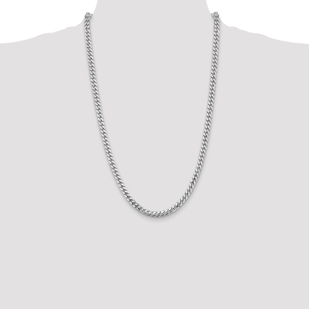 14K White Gold 5.5mm Solid Miami Cuban Link with Lobster Clasp Chain