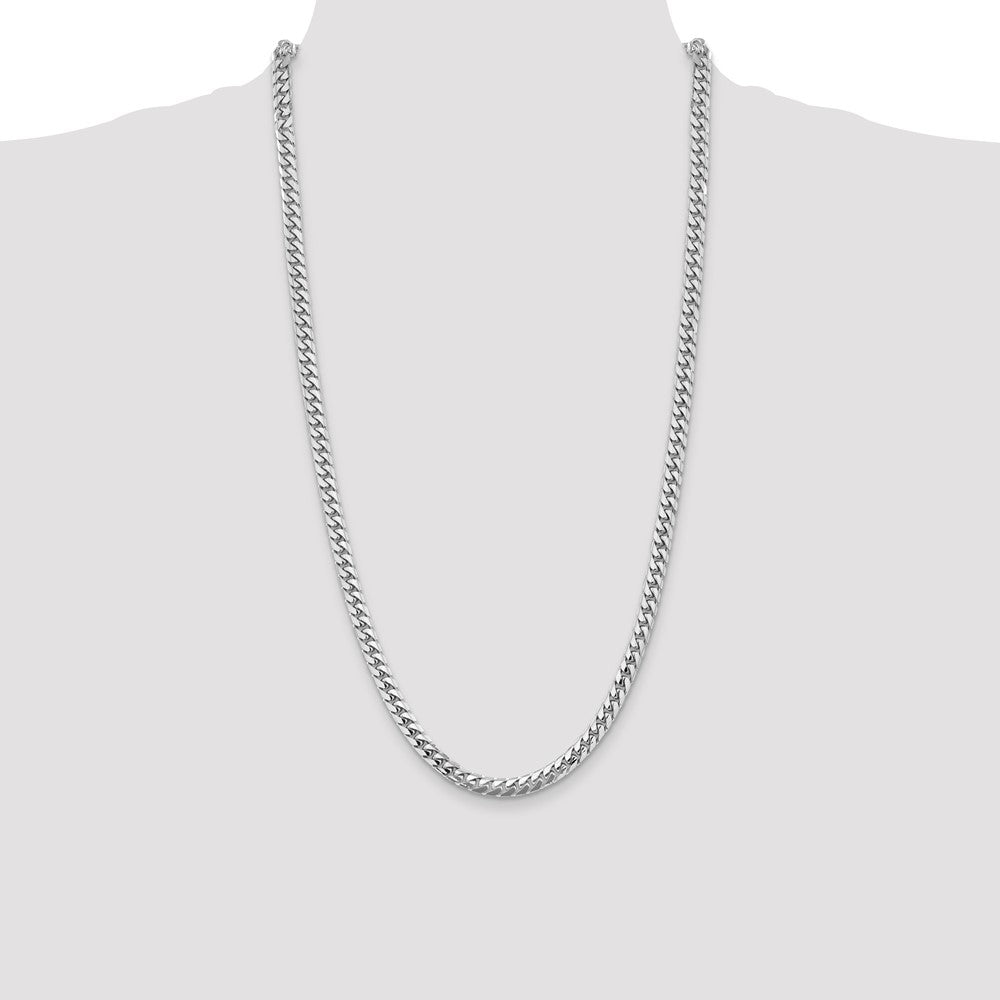14K White Gold 5.5mm Solid Miami Cuban Link with Lobster Clasp Chain