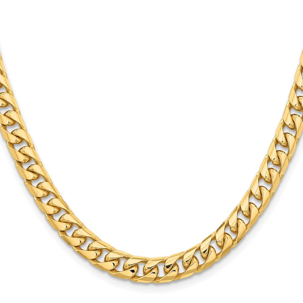 14K 6.75mm Solid Miami Cuban Link with Lobster Clasp Chain