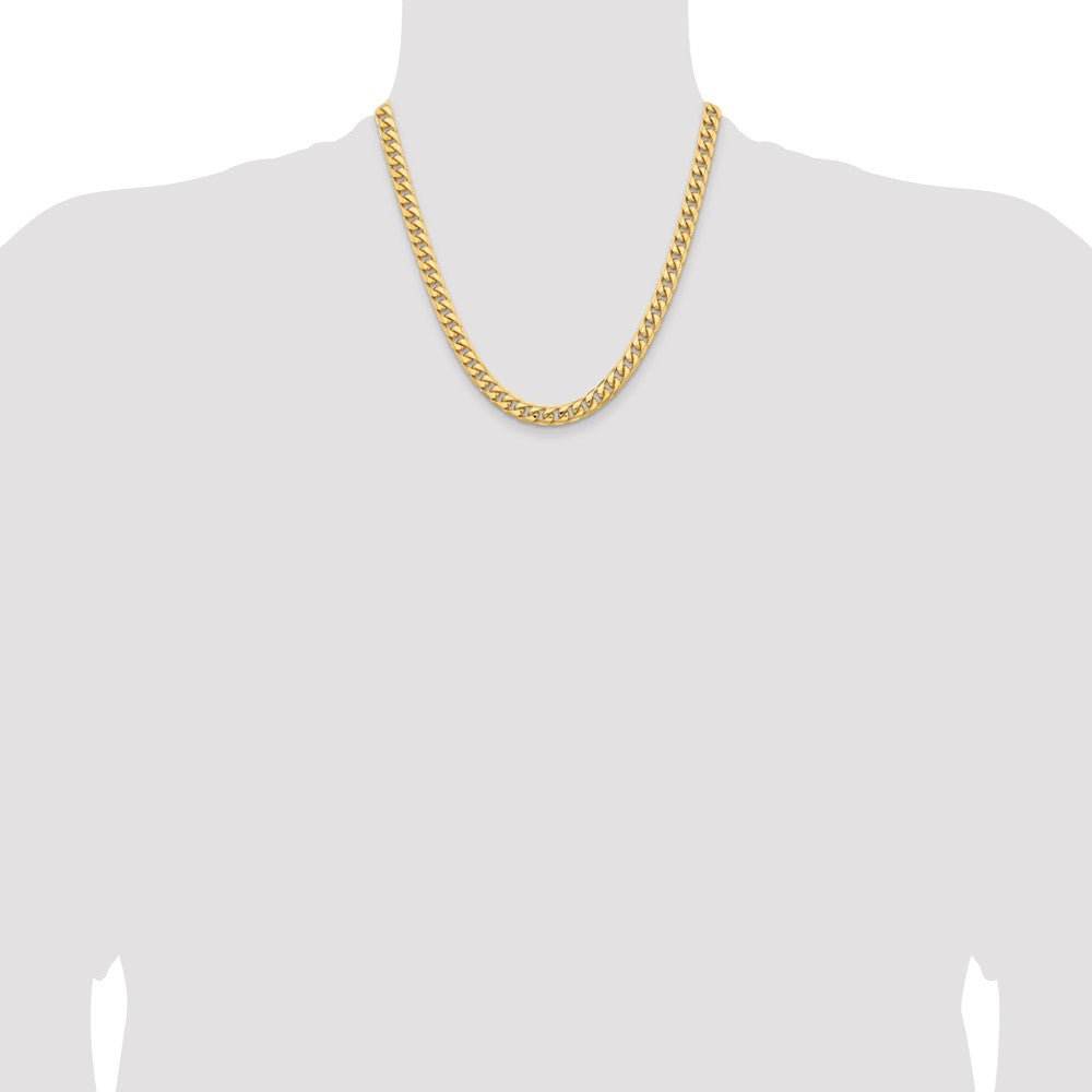 14K 6.75mm Solid Miami Cuban Link with Lobster Clasp Chain
