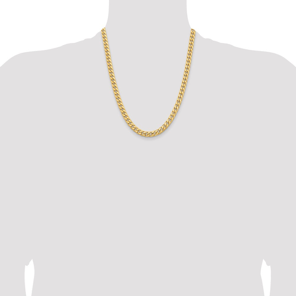 14K 6.75mm Solid Miami Cuban Link with Lobster Clasp Chain