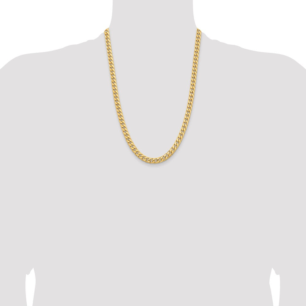 14K 6.75mm Solid Miami Cuban Link with Lobster Clasp Chain