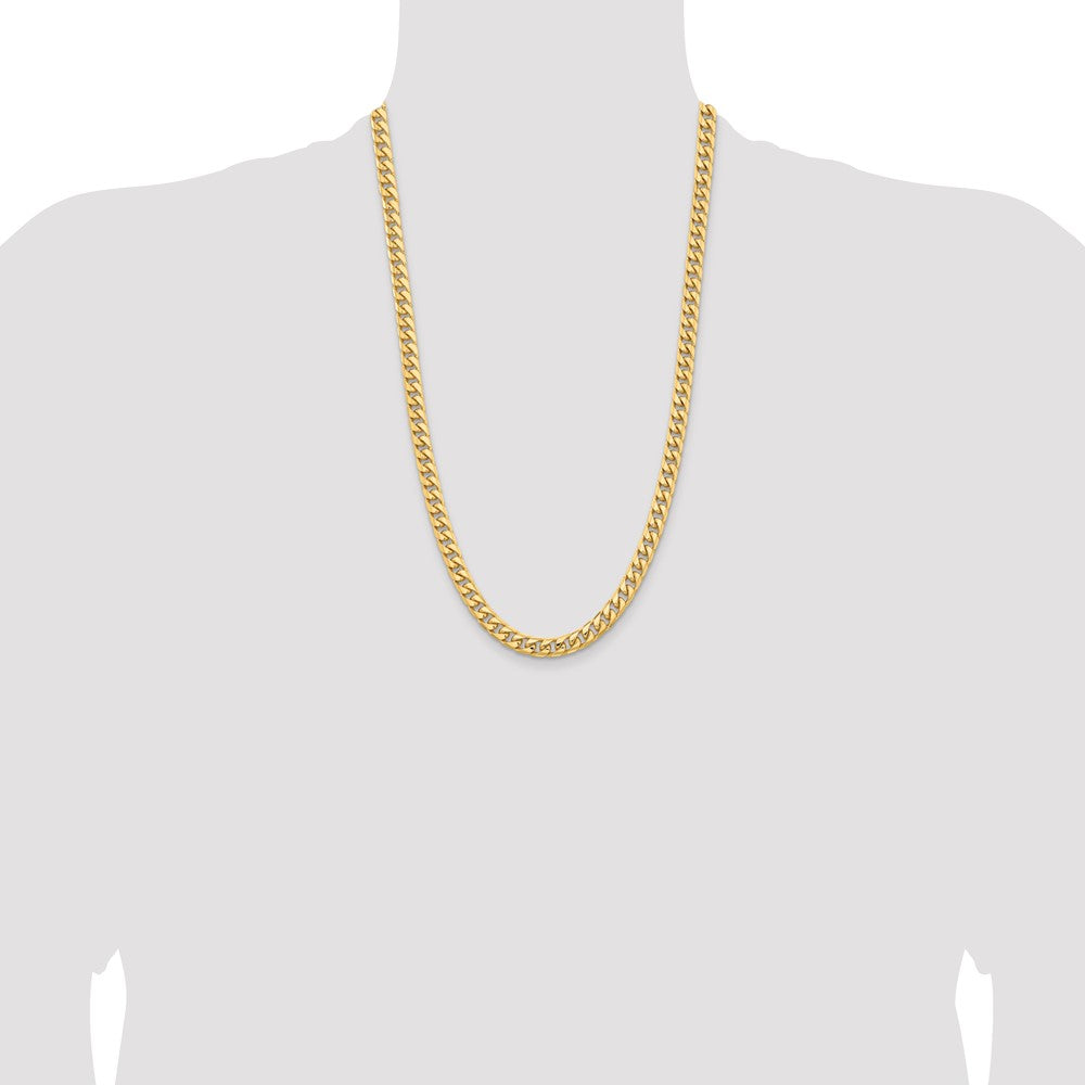 14K 6.75mm Solid Miami Cuban Link with Lobster Clasp Chain