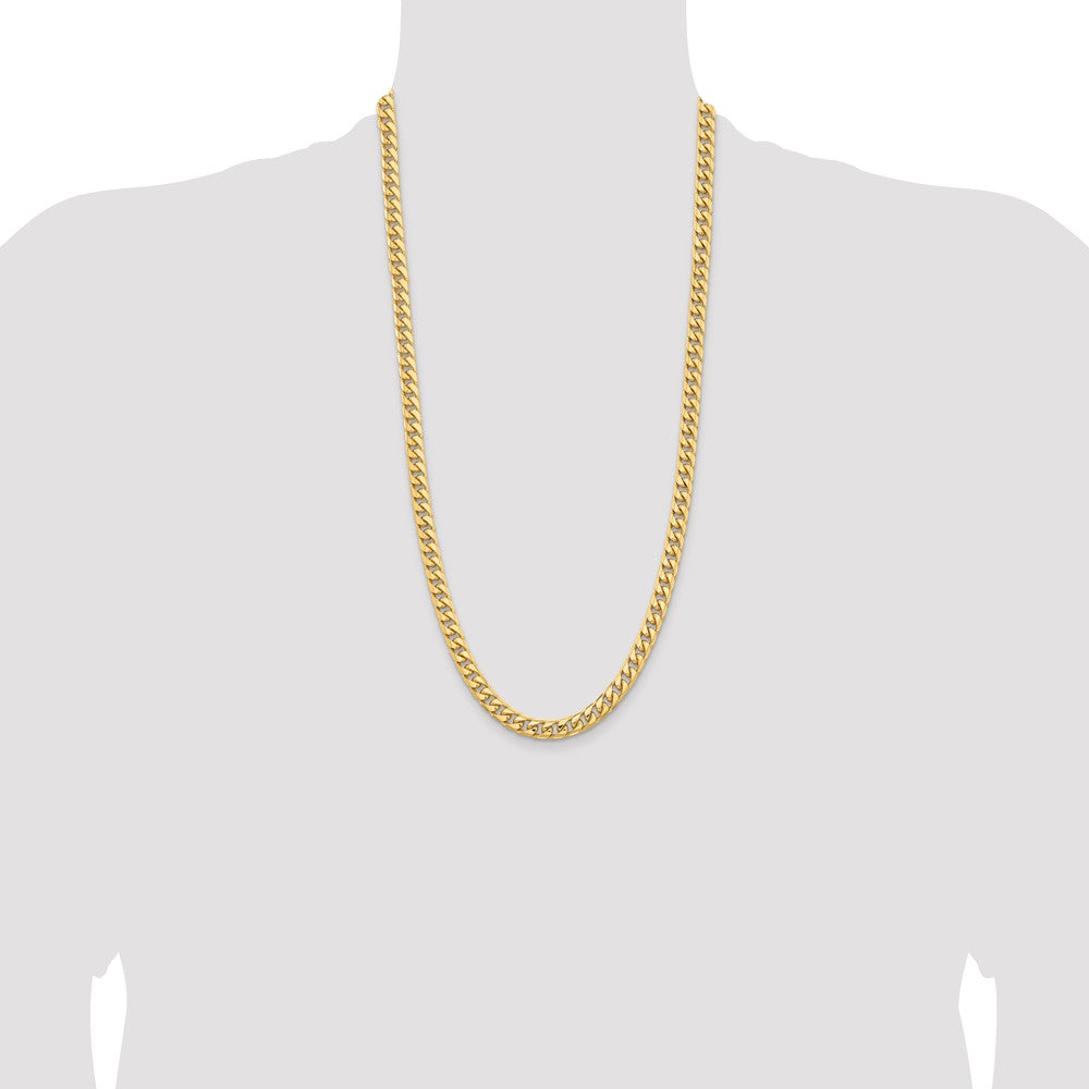 14K 6.75mm Solid Miami Cuban Link with Lobster Clasp Chain