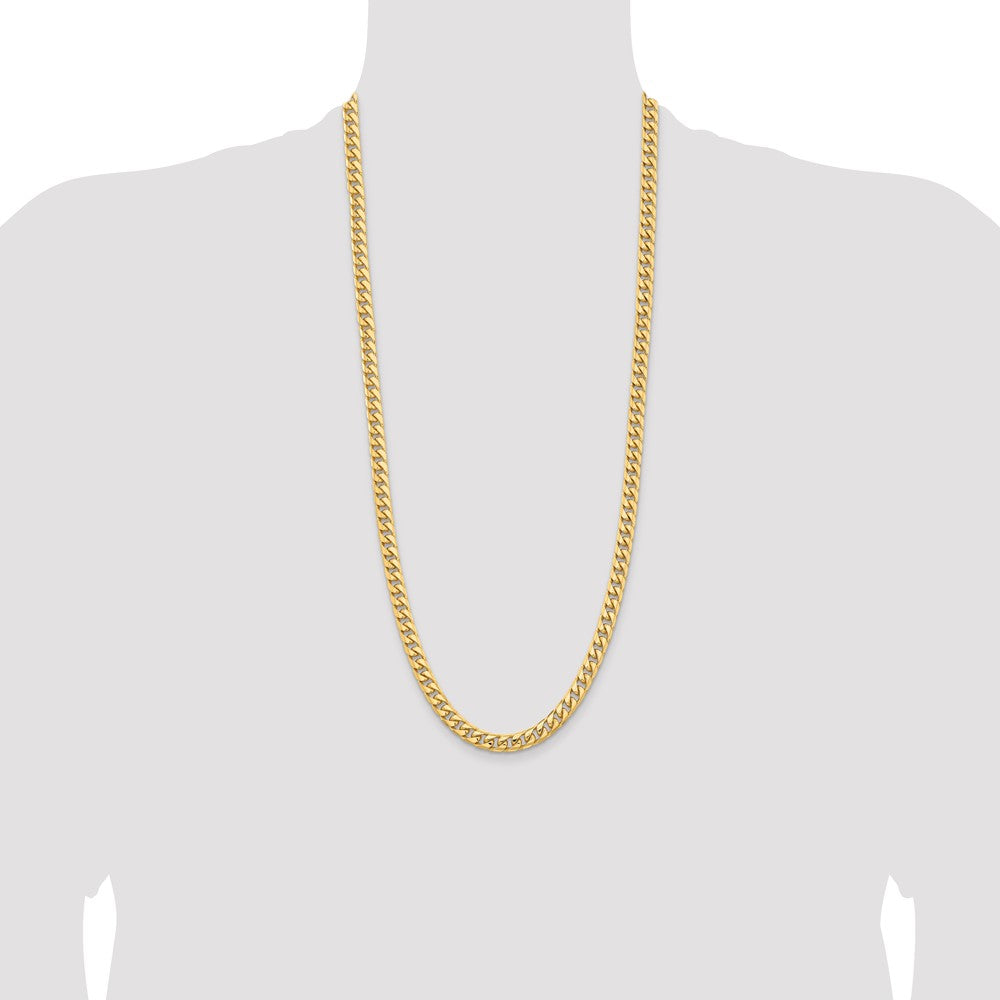 14K 6.75mm Solid Miami Cuban Link with Lobster Clasp Chain