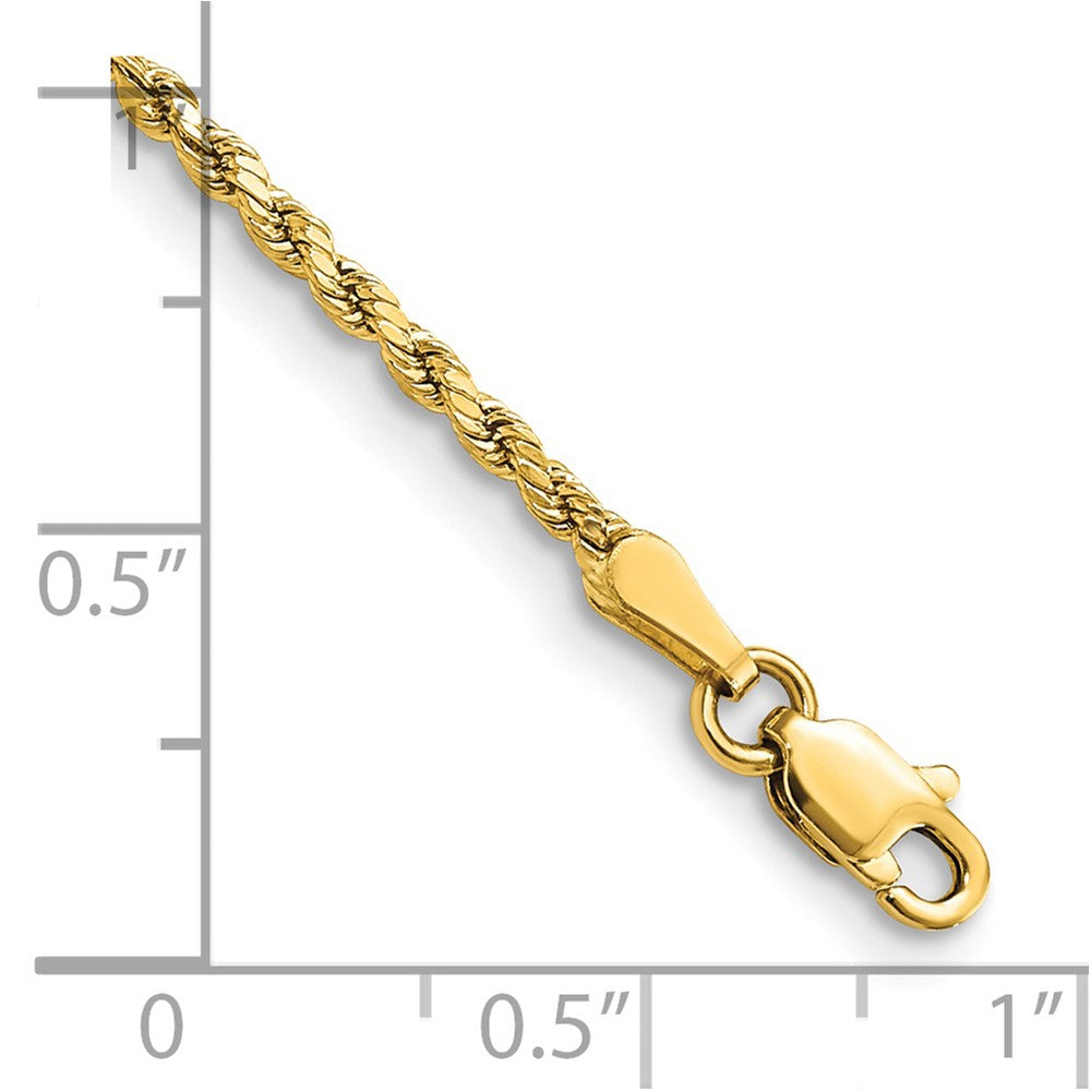 14K 2mm Semi Solid Diamond-cut Rope with Lobster Clasp Chain