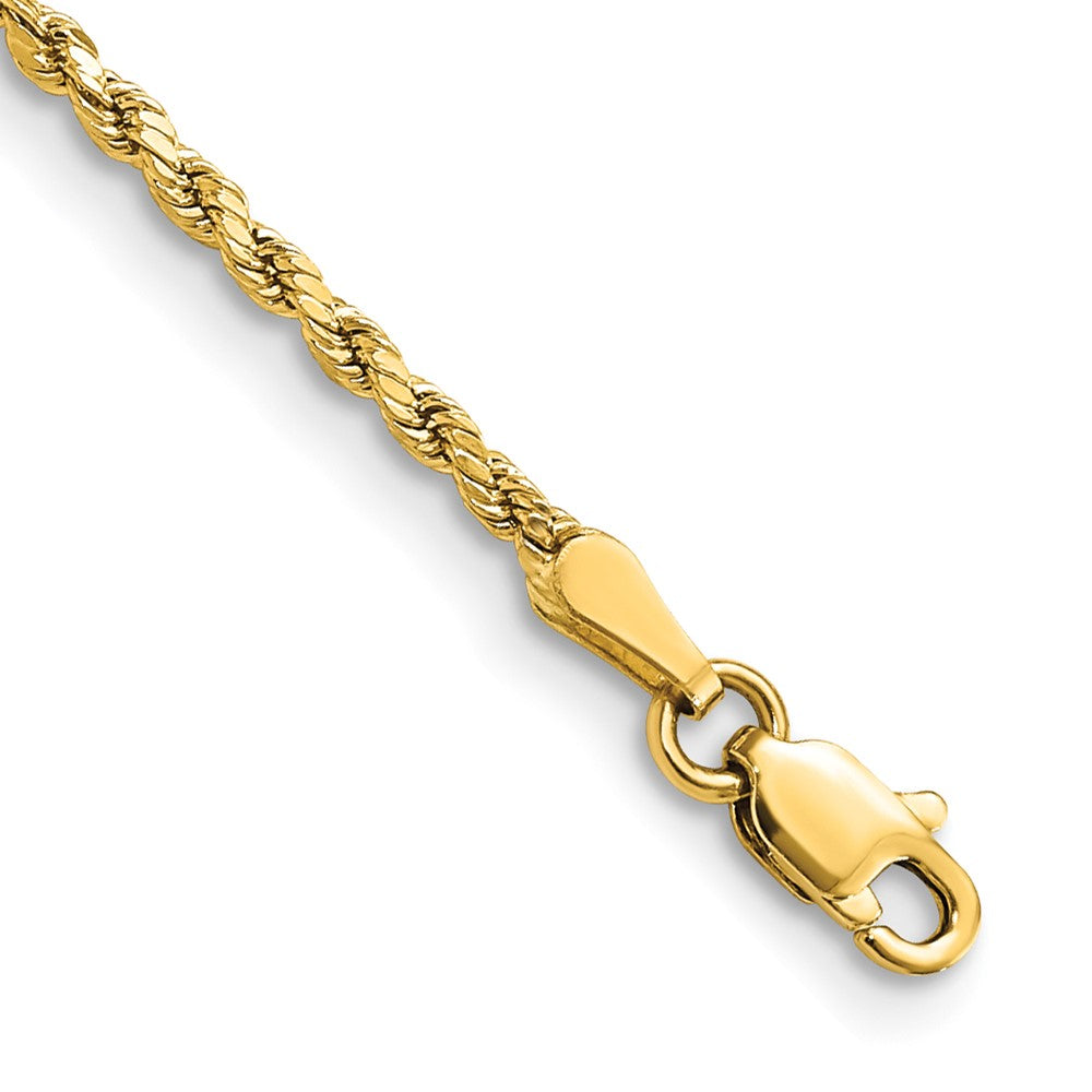 14K 2mm Semi Solid Diamond-cut Rope with Lobster Clasp Chain