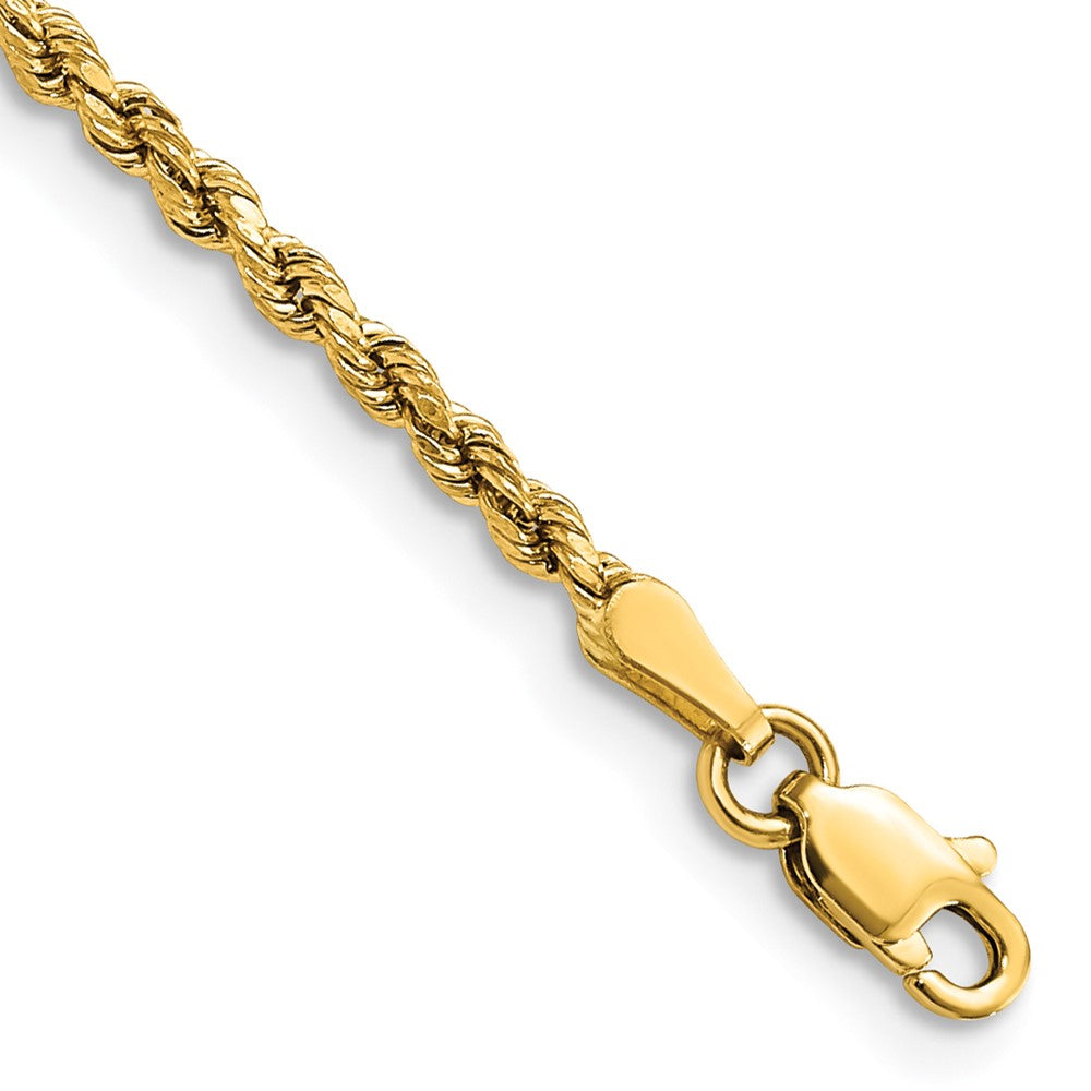 14K 2.25mm Semi Solid Diamond-cut Rope with Lobster Clasp Chain