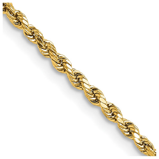 14K 2.25mm Semi Solid Diamond-cut Rope with Lobster Clasp Chain