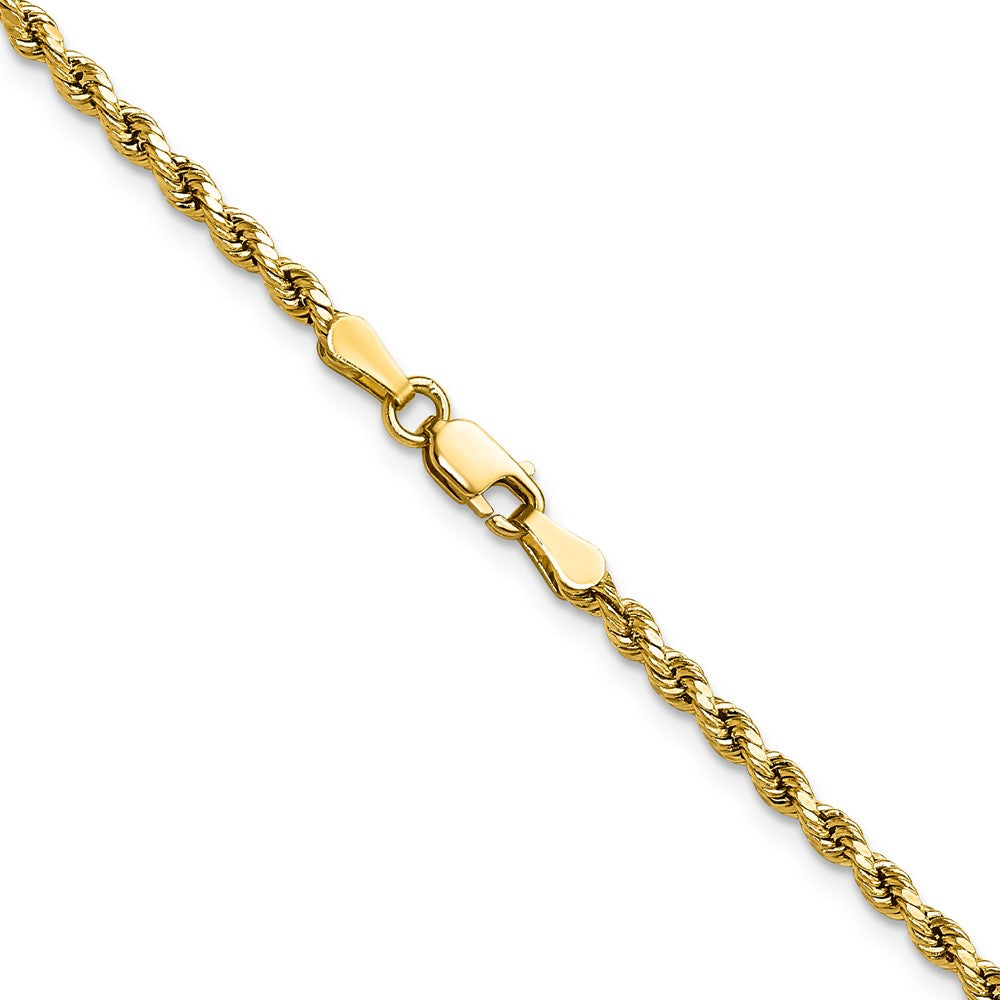 14K 2.5mm Semi Solid Diamond-cut Rope with Lobster Clasp Chain