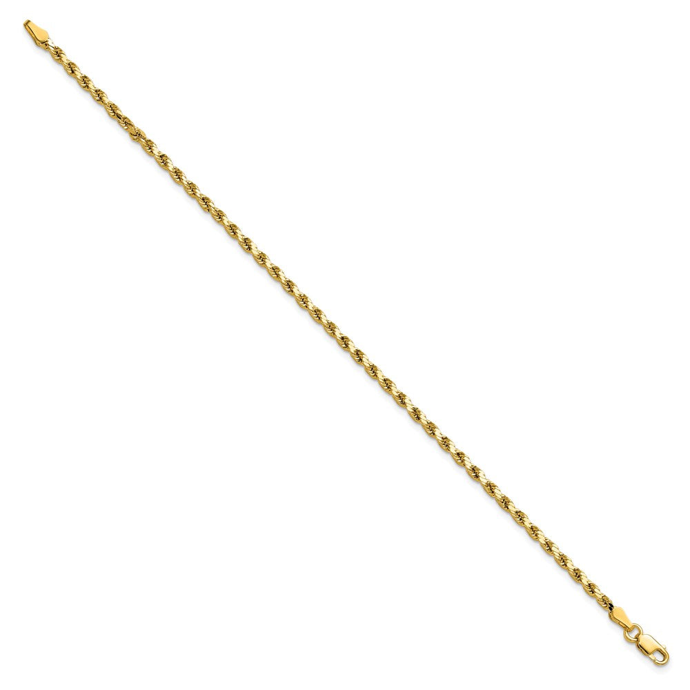 14K 2.5mm Semi Solid Diamond-cut Rope with Lobster Clasp Chain