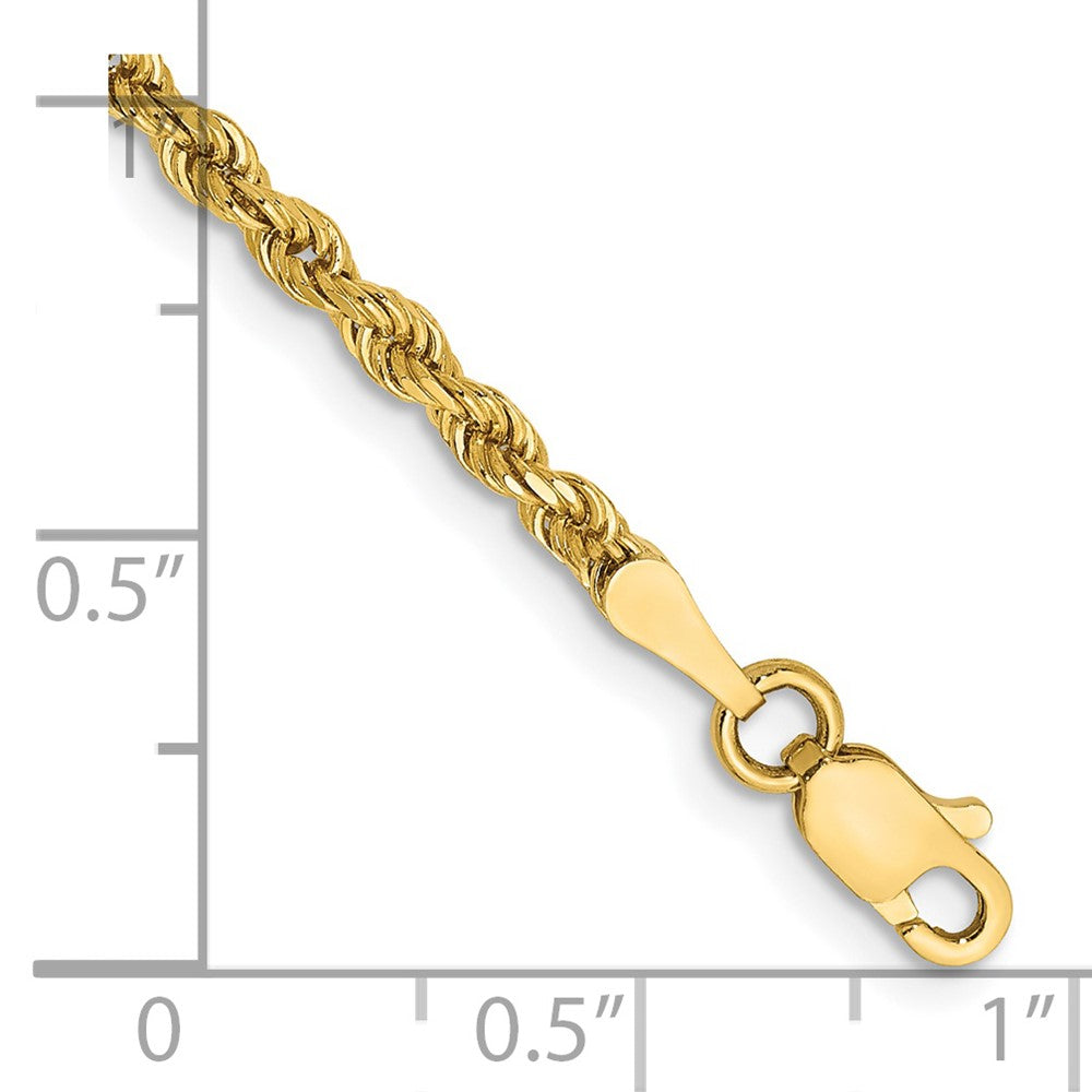 14K 2.5mm Semi Solid Diamond-cut Rope with Lobster Clasp Chain