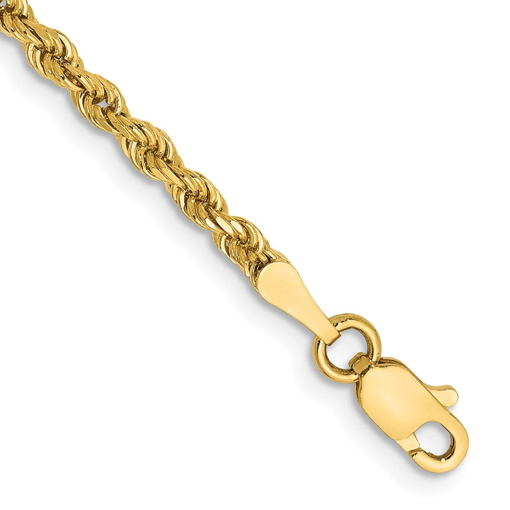 14K 2.5mm Semi Solid Diamond-cut Rope with Lobster Clasp Chain