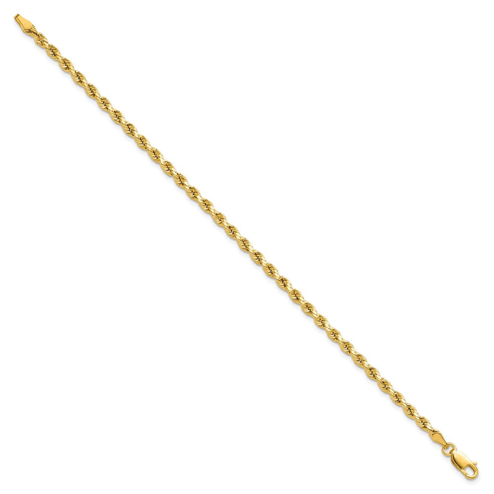 14K 3mm Semi Solid Diamond-cut Rope with Lobster Clasp Chain