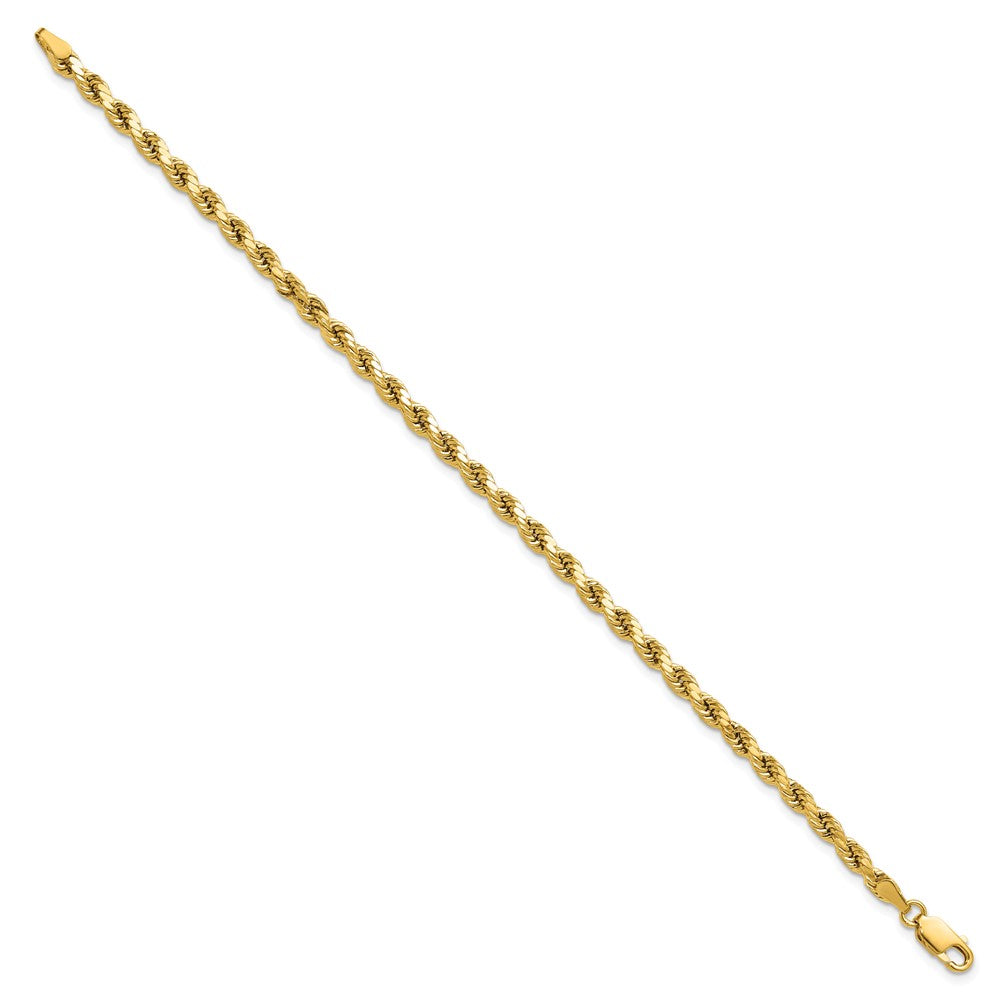 14K 3.5mm Semi Solid Diamond-cut Rope with Lobster Clasp Chain