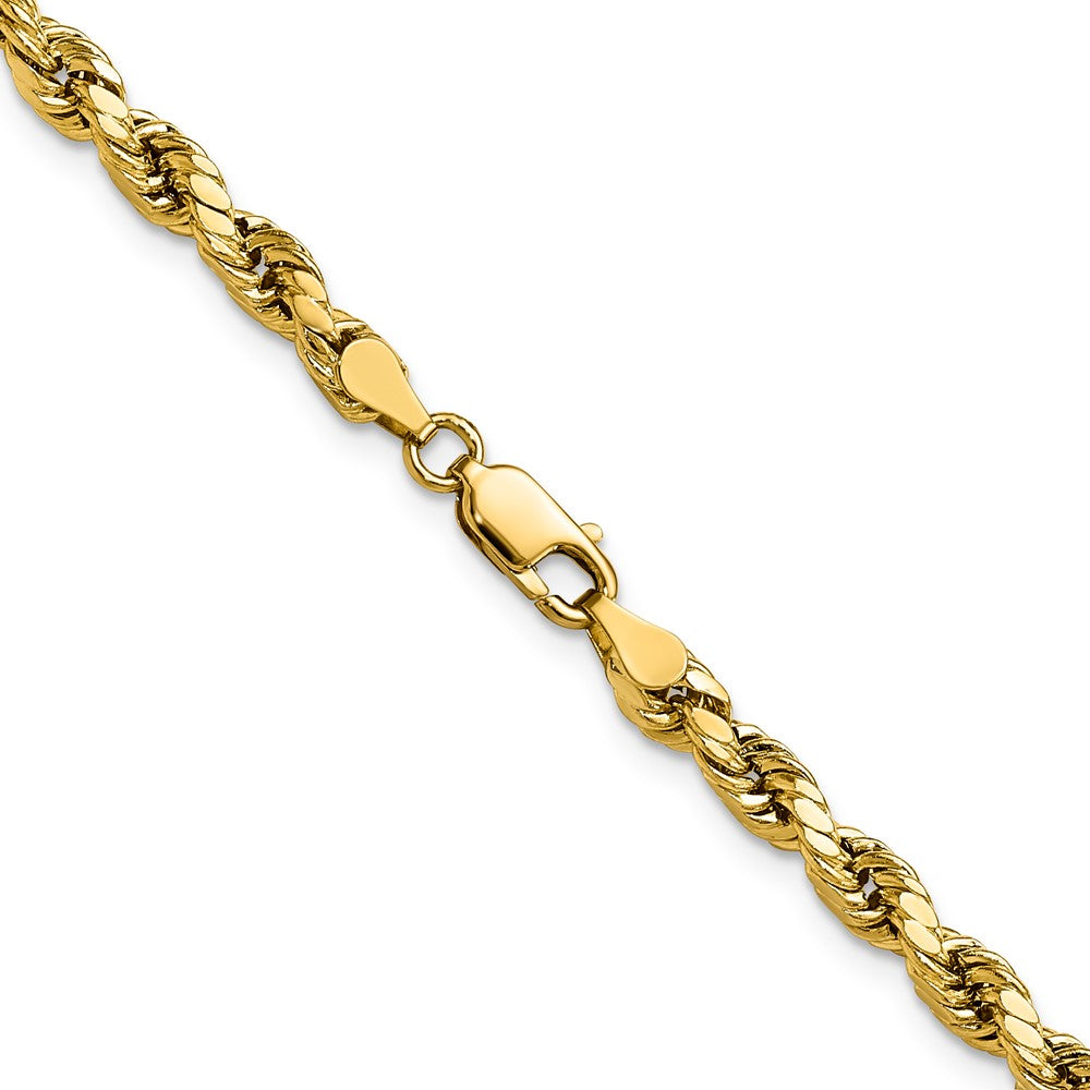 14K 4mm Semi Solid Diamond-cut Rope with Lobster Clasp Chain