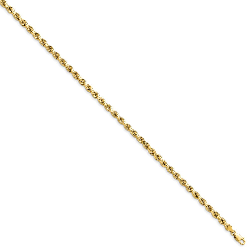 14K 4mm Semi Solid Diamond-cut Rope with Lobster Clasp Chain