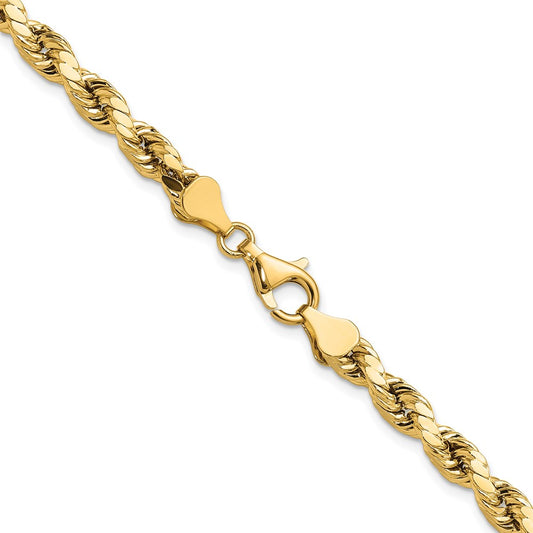 14K 5.5mm Semi Solid Diamond-cut Rope with Lobster Clasp Chain
