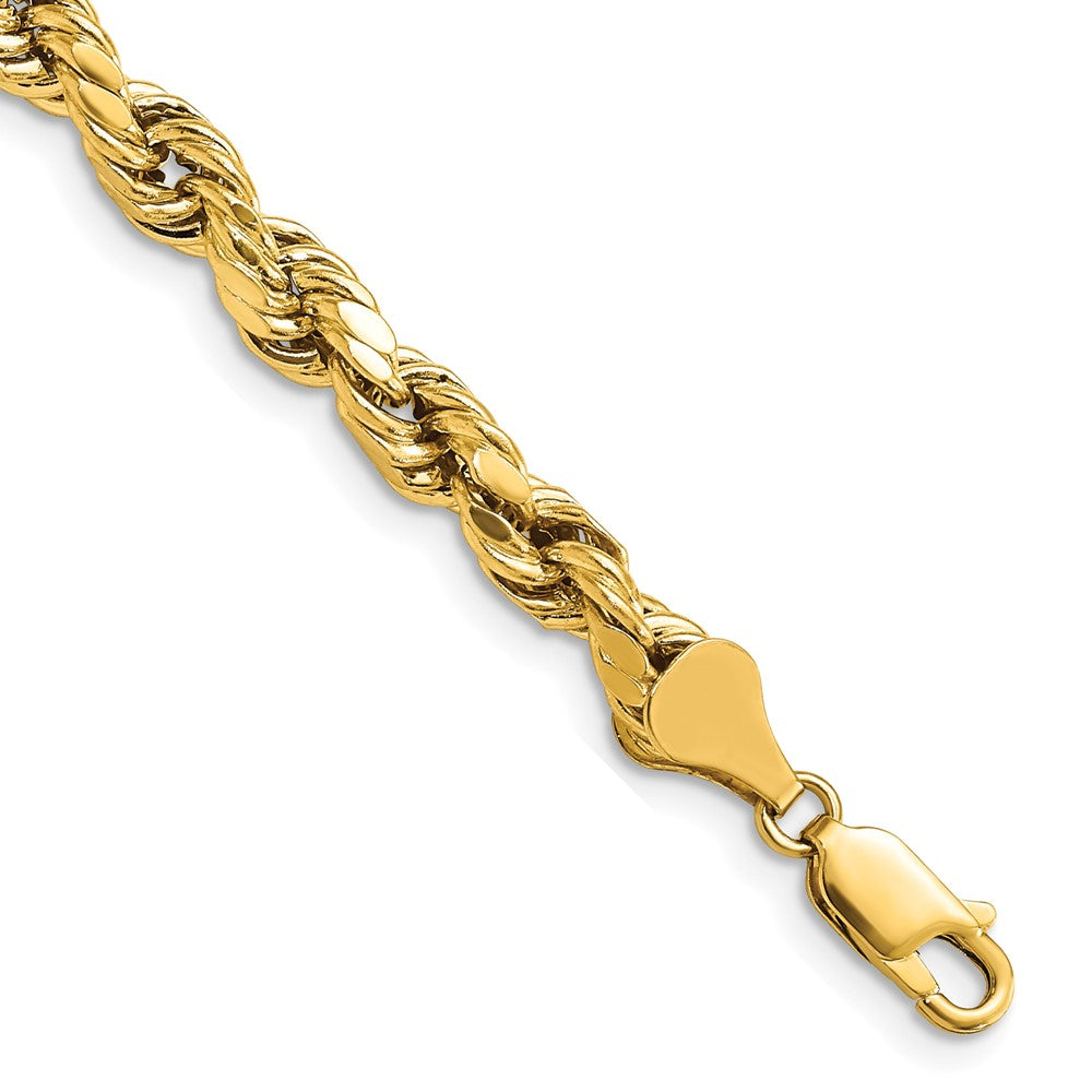 14K 5.5mm Semi Solid Diamond-cut Rope with Lobster Clasp Chain