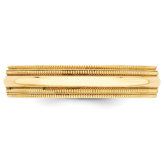 14k Yellow Gold 5mm Double Milgrain Comfort Fit Wedding Band