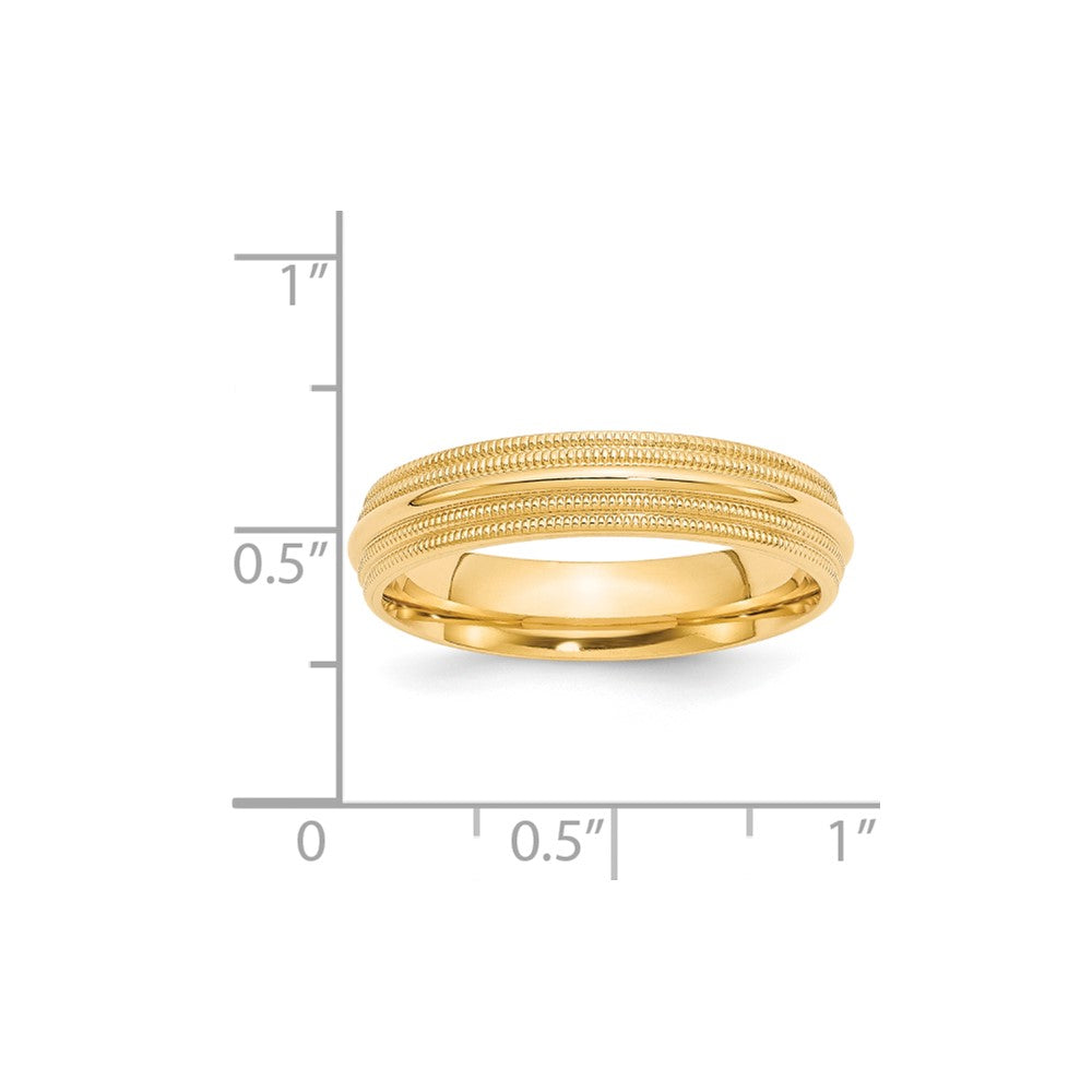 14k Yellow Gold 5mm Double Milgrain Comfort Fit Wedding Band