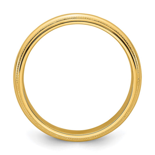 14k Yellow Gold 6mm Double Milgrain Comfort Fit Wedding Band