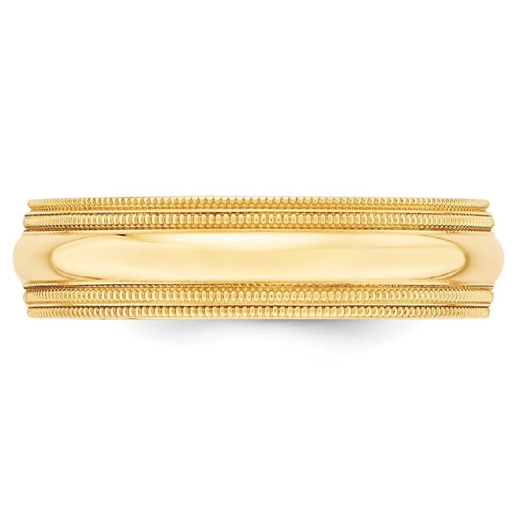 14k Yellow Gold 6mm Double Milgrain Comfort Fit Wedding Band
