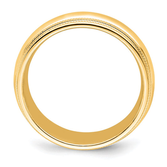 14k Yellow Gold 7mm Double Milgrain Comfort Fit Wedding Band