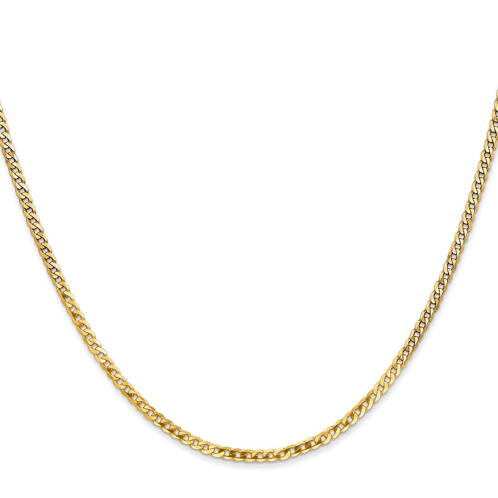 14K 2.2mm Flat Beveled Curb with Lobster Clasp Chain