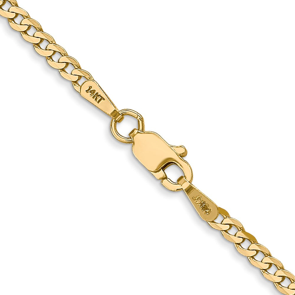 14K 2.2mm Flat Beveled Curb with Lobster Clasp Chain