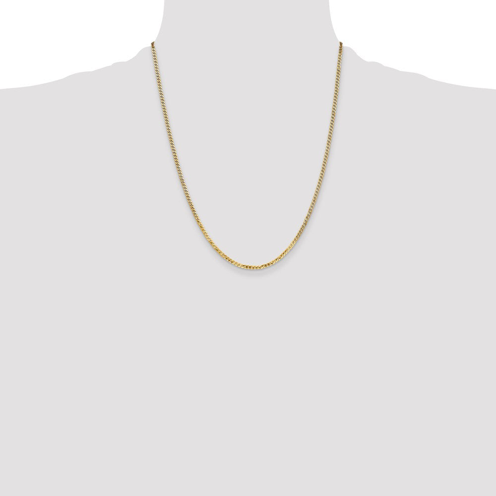 14K 2.2mm Flat Beveled Curb with Lobster Clasp Chain