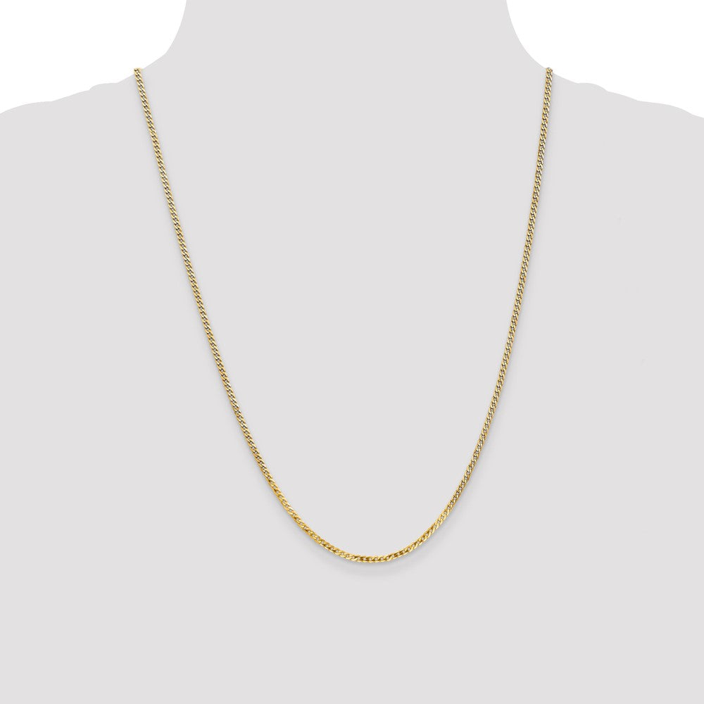 14K 2.2mm Flat Beveled Curb with Lobster Clasp Chain