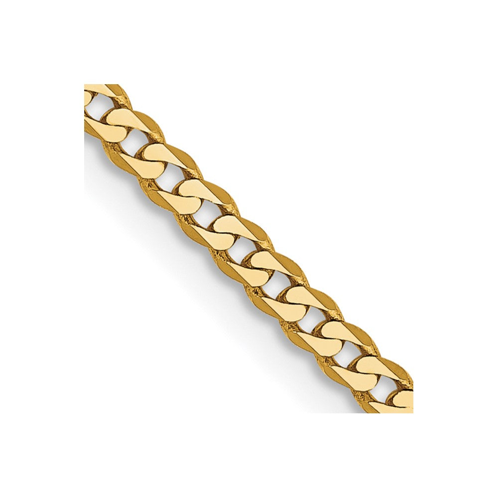 14K 2.2mm Flat Beveled Curb with Lobster Clasp Chain