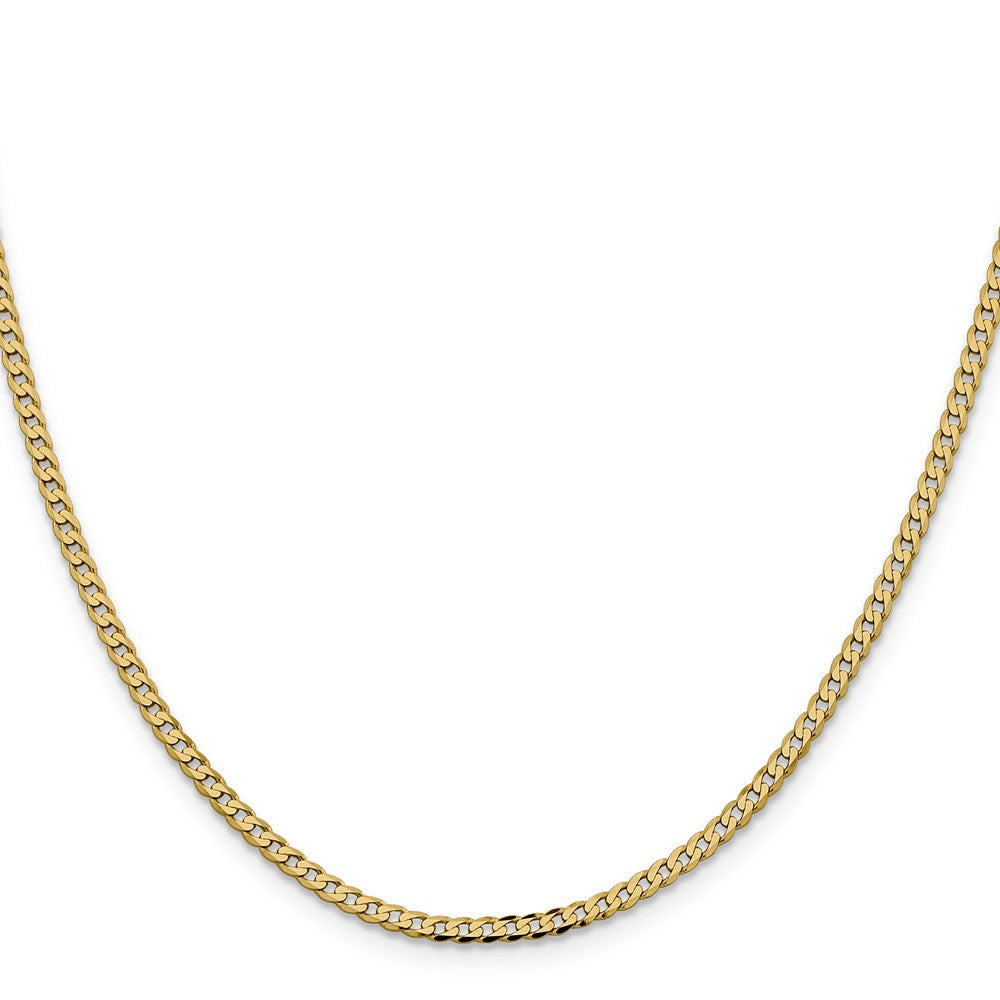 14K 2.3mm Flat Beveled Curb with Lobster Clasp Chain