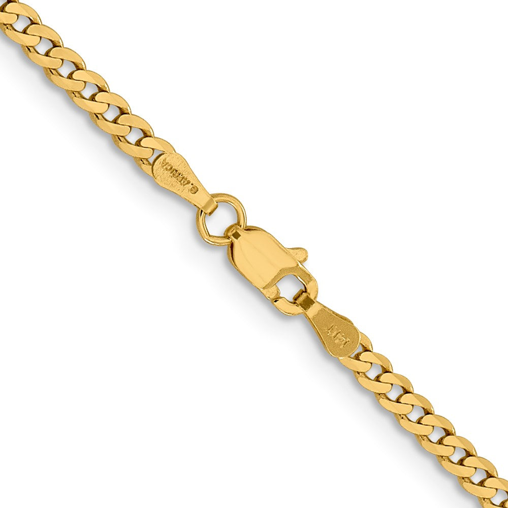 14K 2.3mm Flat Beveled Curb with Lobster Clasp Chain