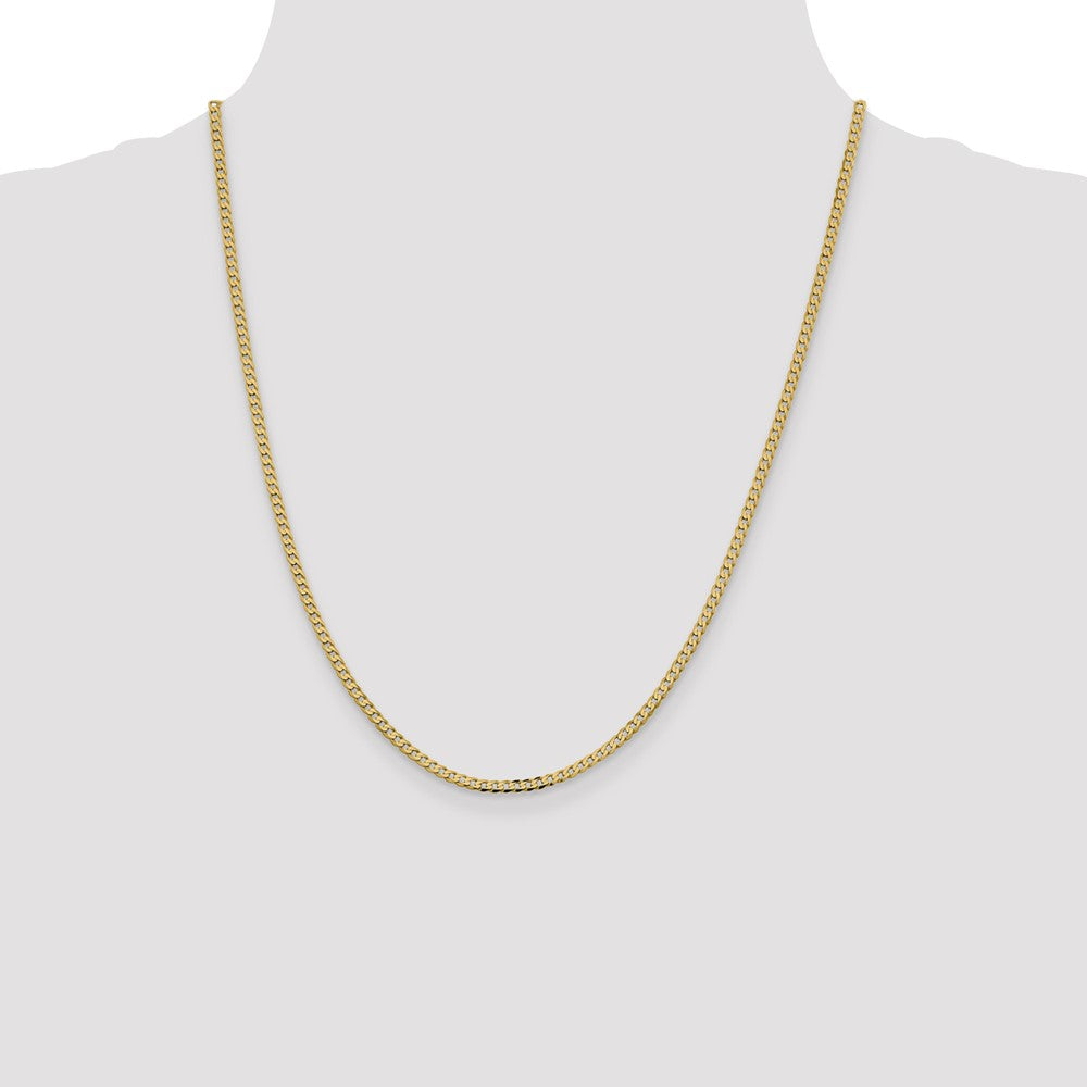 14K 2.3mm Flat Beveled Curb with Lobster Clasp Chain