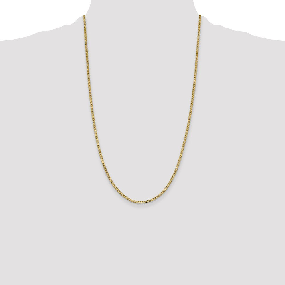 14K 2.3mm Flat Beveled Curb with Lobster Clasp Chain