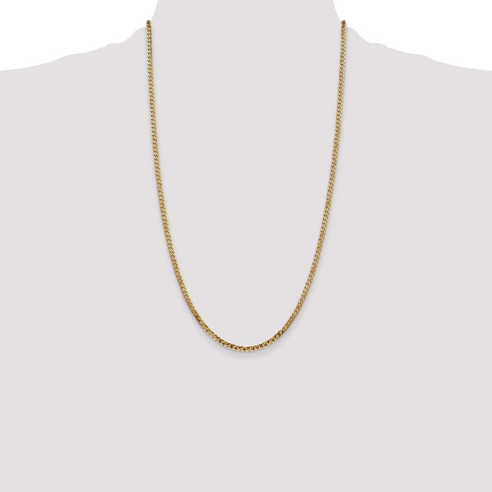 14K 2.9mm Flat Beveled Curb with Lobster Clasp Chain