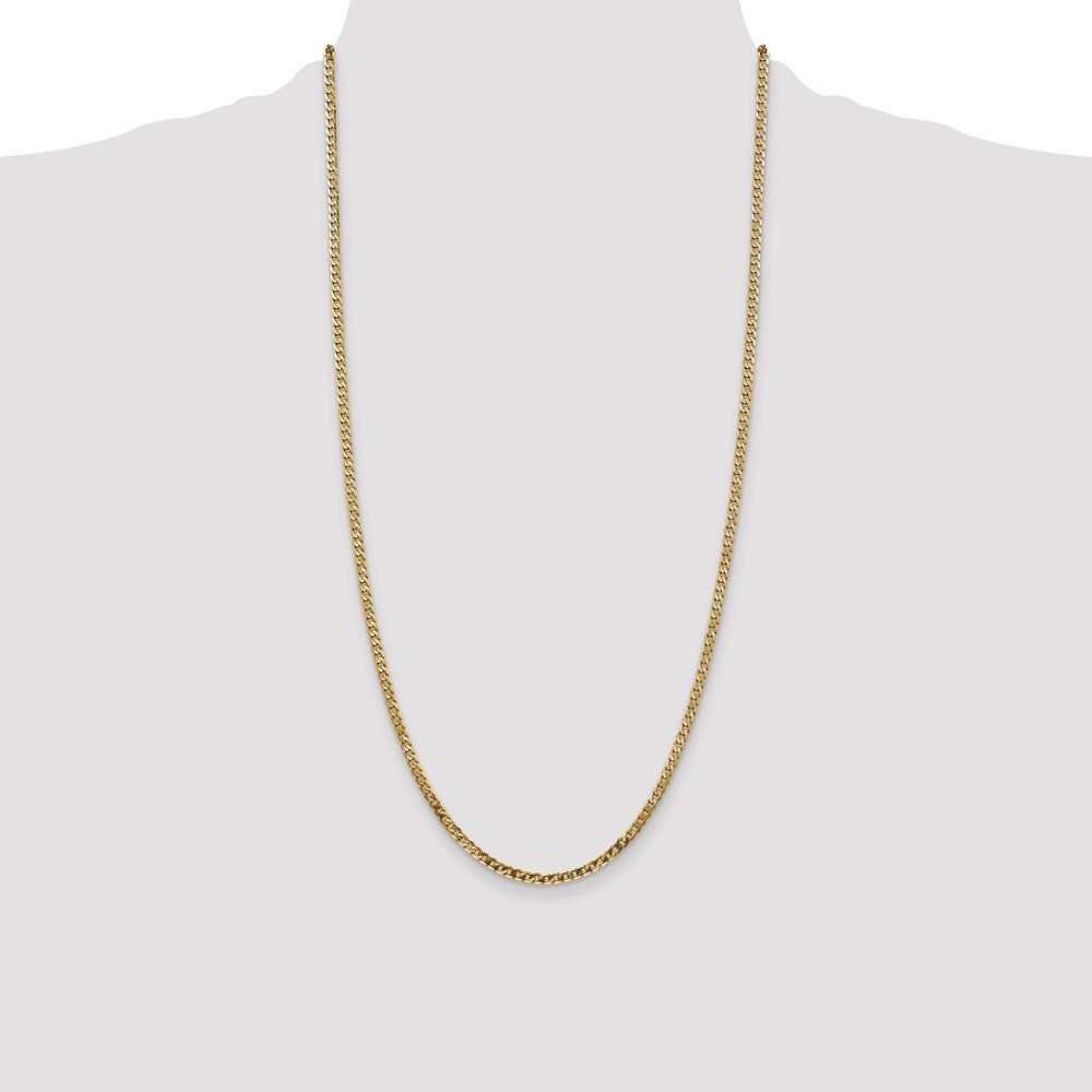 14K 2.9mm Flat Beveled Curb with Lobster Clasp Chain