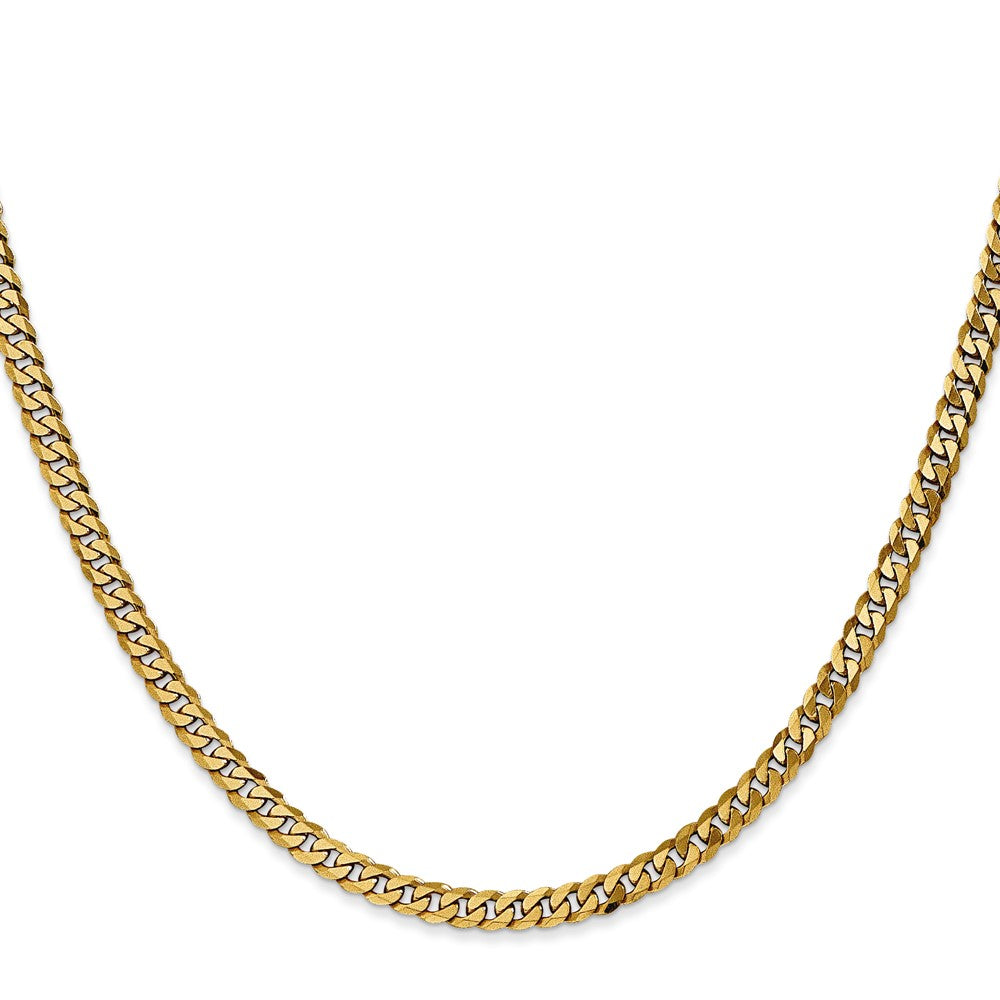 14K 3.9mm Flat Beveled Curb with Lobster Clasp Chain