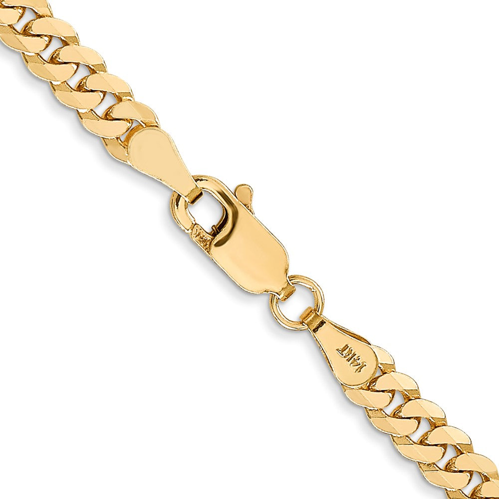 14K 3.9mm Flat Beveled Curb with Lobster Clasp Chain
