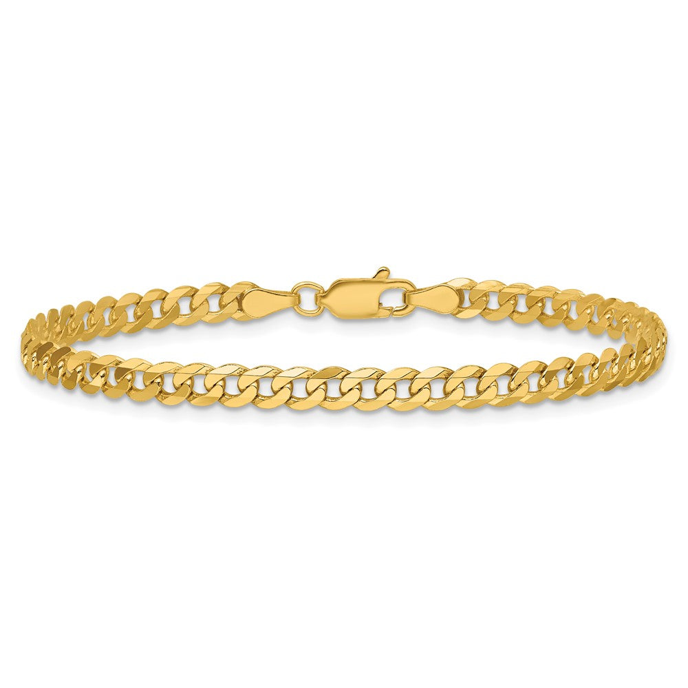 14K 3.9mm Flat Beveled Curb with Lobster Clasp Chain