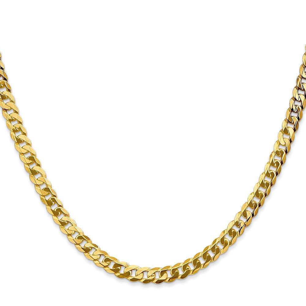 14K 4.75mm Flat Beveled Curb with Lobster Clasp Chain