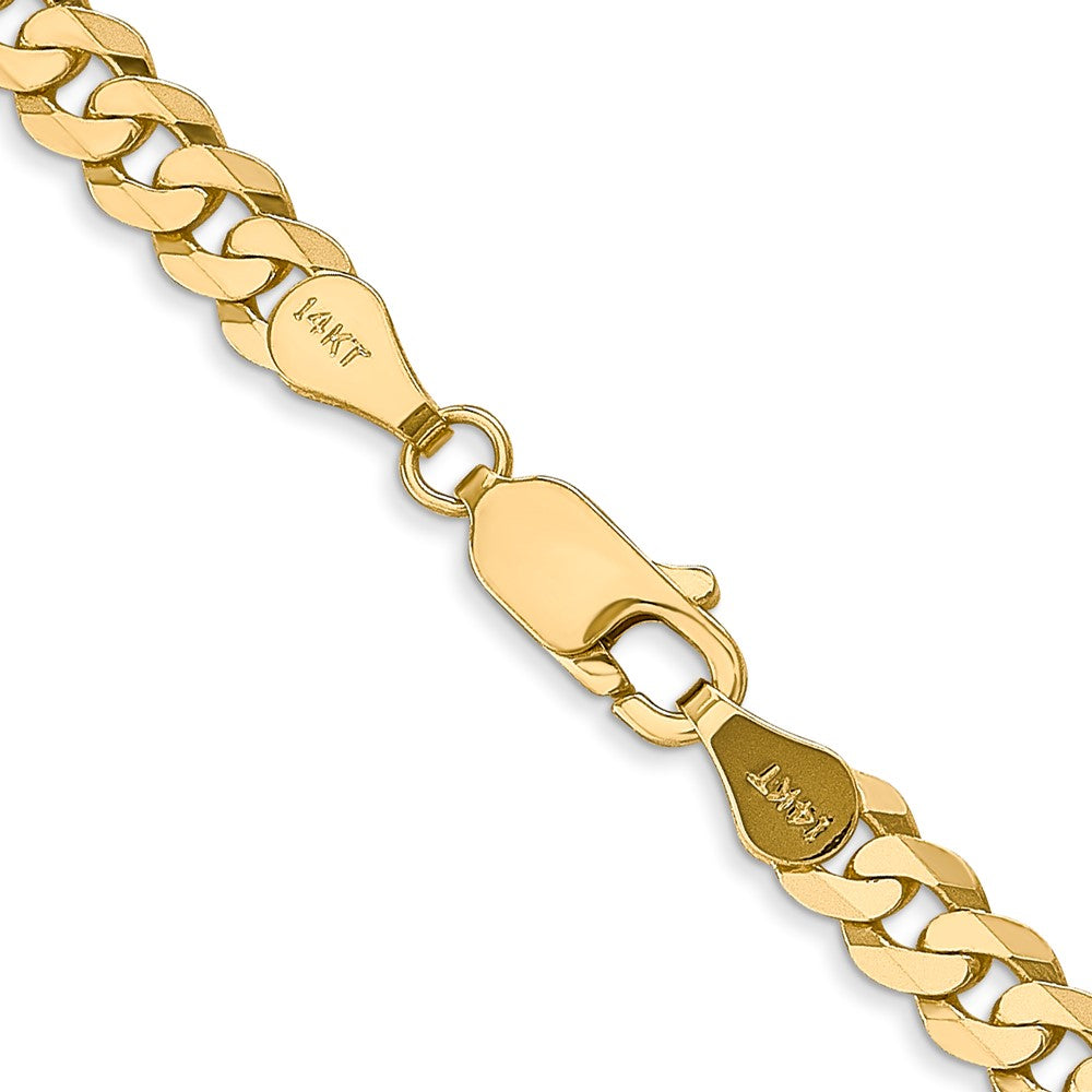 14K 4.75mm Flat Beveled Curb with Lobster Clasp Chain